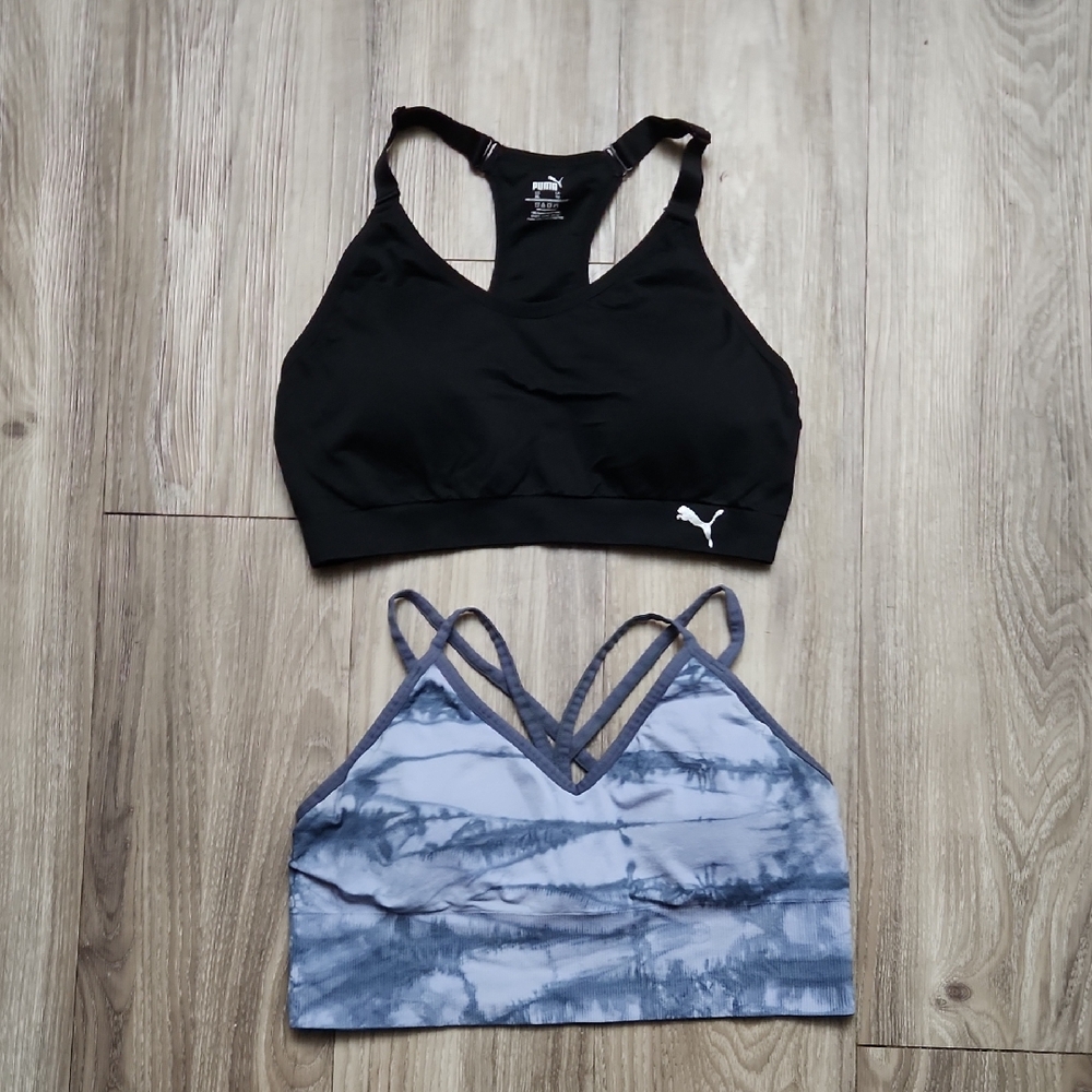 Zella XL Sports Bra & Puma XL Black Sports Bra Both Have Removable Cups